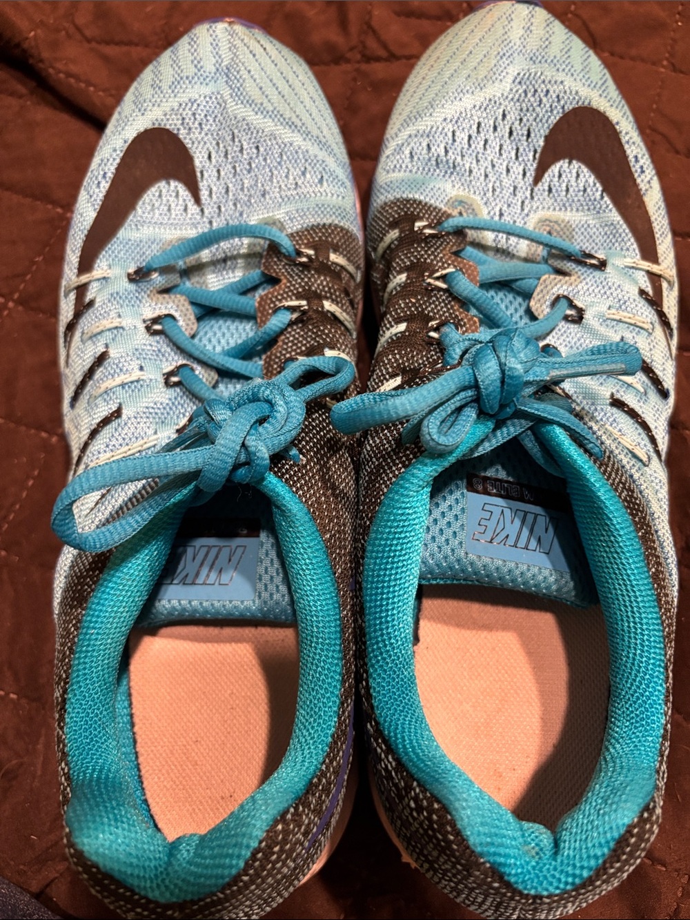 Nike Zoom Elite 8 Mens Teal and Black Knit Running Shoes